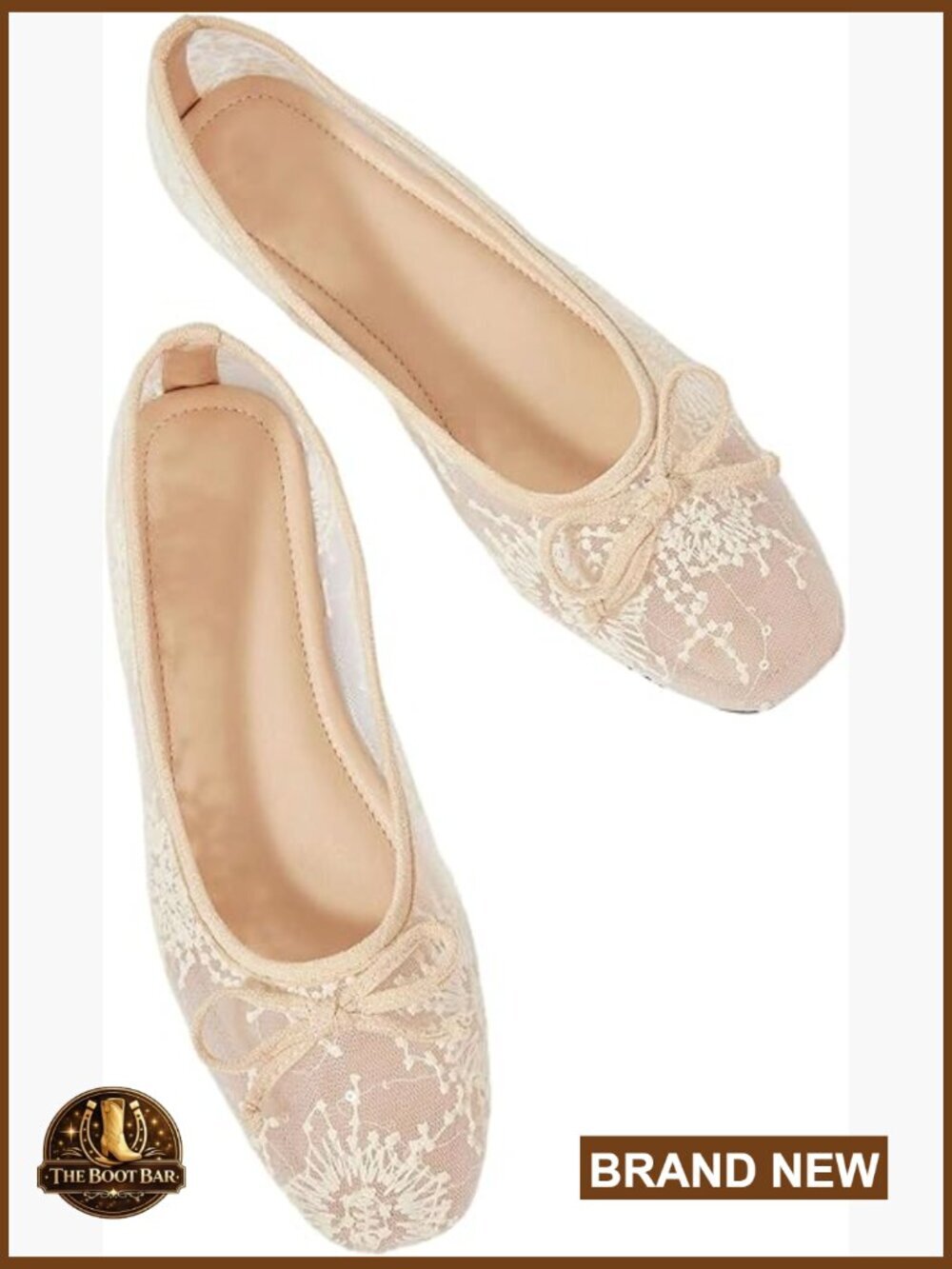 Lace Ballet Flats Bow Closed Toe Mesh Slip On Dressy Flat Shoes Women